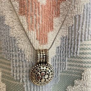 Brighton, silver medallion necklace (pendant and chain), 16”
